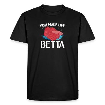 Fish Make Life Betta Siamese Fighting Fish - T-shirt Premium bio Homme - noir - Devant - Nico (187cm)