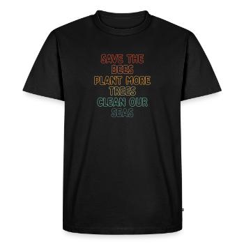 Save The Bees Plant More Trees Clean Seas - T-shirt Premium bio Homme - noir - Devant - Nico (187cm)