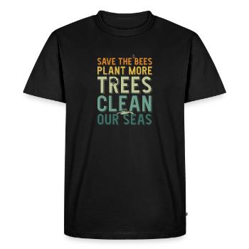 Save The Bees Plant More Trees Clean Seas - T-shirt Premium bio Homme - noir - Devant - Nico (187cm)