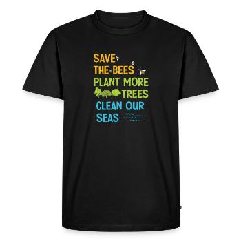 Save The Bees Plant More Trees Clean Seas - T-shirt Premium bio Homme - noir - Devant - Nico (187cm)