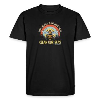 Save The Bees Plant More Trees Clean Seas - T-shirt Premium bio Homme - noir - Devant - Nico (187cm)