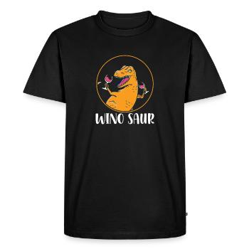 Winosaurus Dinosaur Wine Drinking Winosaur Wine - Men's Premium Organic T-Shirt - black - Front - Nico (187cm)