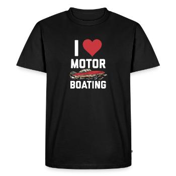 I Love Motor Boating Funny Boating Boater Lover - Men's Premium Organic T-Shirt - black - Front - Nico (187cm)