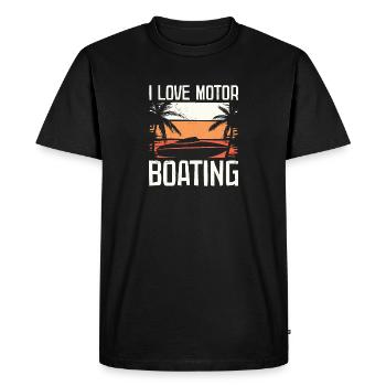 I Love Motor Boating Funny Boating Boater Lover - Men's Premium Organic T-Shirt - black - Front - Nico (187cm)