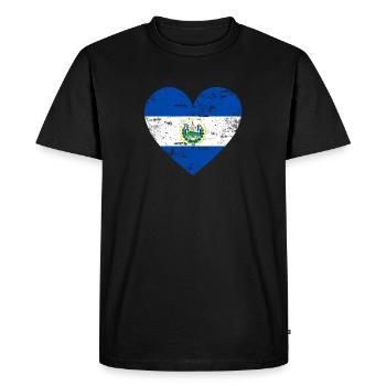 Drapeau du Salvador Coeur - T-shirt Premium bio Homme - noir - Devant - Nico (187cm)