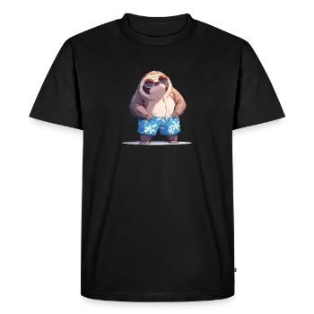 Relaxed sloth in summer look - Men's Premium Organic T-Shirt - black - Front - Nico (187cm)