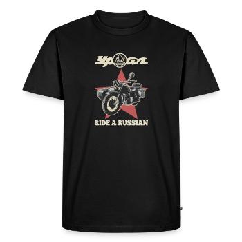 Conduisez une équipe de motos side-car russe de l’Oural - T-shirt Premium bio Homme - noir - Devant - Nico (187cm)