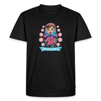 Russie URSS Matryoshka Poupée Uschanka - T-shirt Premium bio Homme - noir - Devant - Nico (187cm)