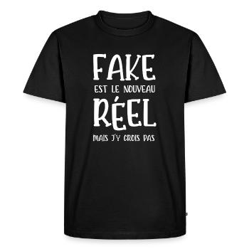 fake est le nouveau réel - T-shirt Premium bio Homme - noir - Devant - Nico (187cm)