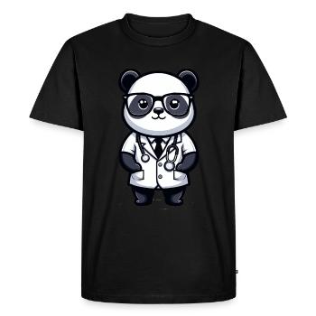 Cute Panda Doctor - Men's Premium Organic T-Shirt - black - Front - Nico (187cm)
