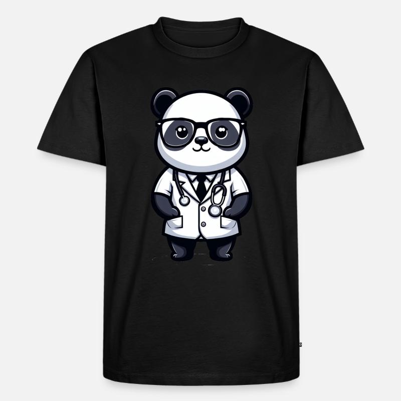 Cute Panda Doctor - Männer Premium Bio T-Shirt - Schwarz