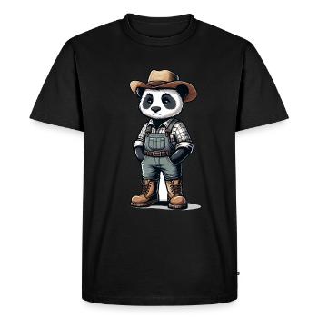 Cute Panda Farmer - Men's Premium Organic T-Shirt - black - Front - Nico (187cm)