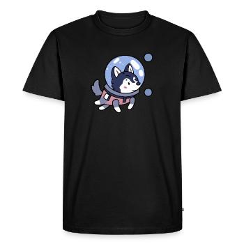 Husky in Space Dog Lover puppy - Men's Premium Organic T-Shirt - black - Front - Nico (187cm)