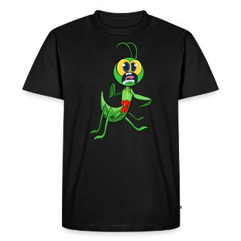 Praying mantis wearing tang outfit doing tai chi - Men's Premium Organic T-Shirt - black - Front - Nico (187cm)