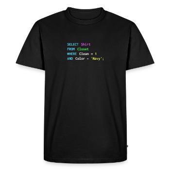 Funny SQL design for sql programmers, DBA, - Men's Premium Organic T-Shirt - black - Front - Nico (187cm)