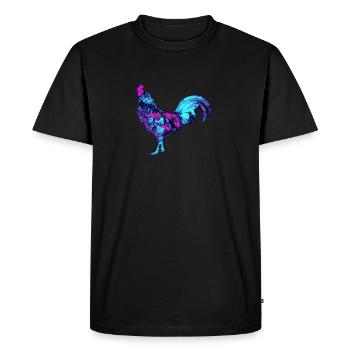 Colorful Cockerel Rooster - Men's Premium Organic T-Shirt - black - Front - Nico (187cm)