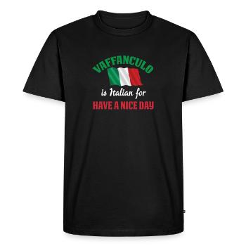 Vaffanculo est italien pour passer une bonne journée - T-shirt Premium bio Homme - noir - Devant - Nico (187cm)
