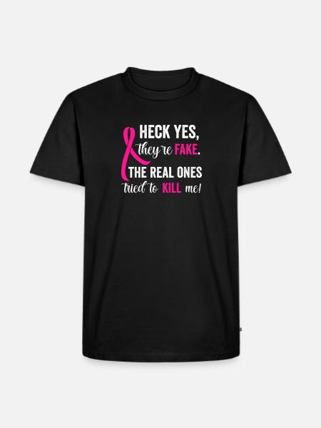 Fake Tits | Breast Cancer Humor - Men's Premium Organic T-Shirt - black
