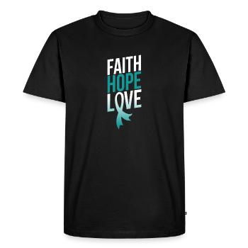 Foi Espoir Amour | Sensibilisation au cancer du col de l’utérus - T-shirt Premium bio Homme - noir - Devant - Nico (187cm)