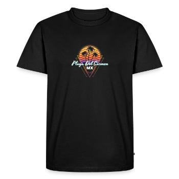Cool Playa Del Carmen Beach Mexico Sunset Palm - Men's Premium Organic T-Shirt - black - Front - Nico (187cm)