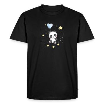 Space Panda With Stars - Men's Premium Organic T-Shirt - black - Front - Nico (187cm)