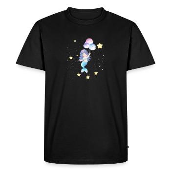 Sirène de l’espace flottant avec des ballons - T-shirt Premium bio Homme - noir - Devant - Nico (187cm)