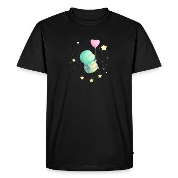 Bébé tortue flottant dans l’espace - T-shirt Premium bio Homme - noir - Devant - Nico (187cm)