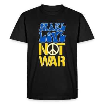 Faites de l’amour pas la guerre | Ukraine La paix est le seul moyen - T-shirt Premium bio Homme - noir - Devant - Nico (187cm)