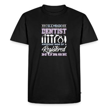 Fier dentiste maman géniale d’une infirmière autorisée - T-shirt Premium bio Homme - noir - Devant - Nico (187cm)