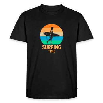 Surfing Time - Men's Premium Organic T-Shirt - black - Front - Nico (187cm)