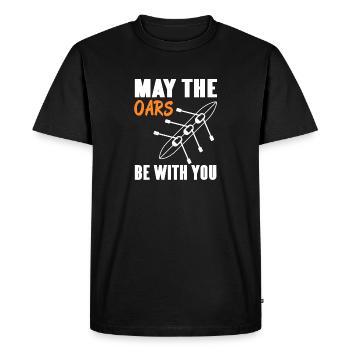 May The Oars Be With You Rowing T-Shirt Present - Men's Premium Organic T-Shirt - black - Front - Nico (187cm)
