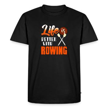 Life Is Better With Rowing T-Shirt Present Gift - Men's Premium Organic T-Shirt - black - Front - Nico (187cm)
