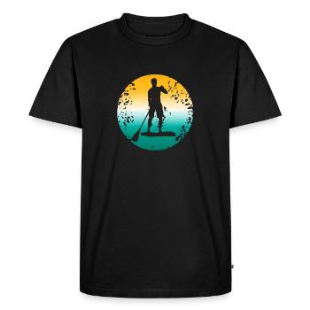 Retro Vintage Oarsman Rowing T-Shirt Present Gift - Men's Premium Organic T-Shirt - black - Front - Nico (187cm)