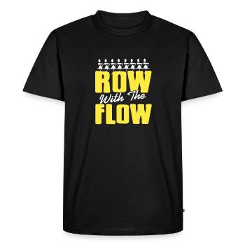 Row With The Flow Funny Rowing T-Shirt Present - Men's Premium Organic T-Shirt - black - Front - Nico (187cm)
