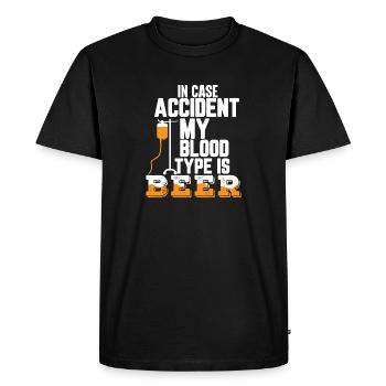 In case accident my blood type is beer - Men's Premium Organic T-Shirt - black - Front - Nico (187cm)