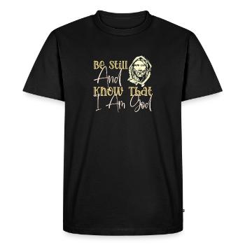 Happy Be Still Fun Religious Christian Retro Vinta - Men's Premium Organic T-Shirt - black - Front - Nico (187cm)