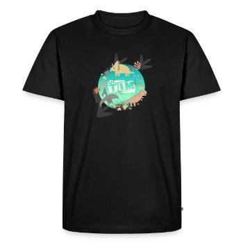 TIM - Beautiful boy name with cute dinosaurs - Men's Premium Organic T-Shirt - black - Front - Nico (187cm)
