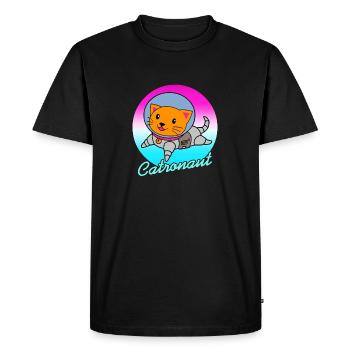 Catronaut Cute Cat Lover T-Shirt Present Gift - Men's Premium Organic T-Shirt - black - Front - Nico (187cm)