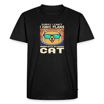Sorry I Can't I Have Plans With My Cat T-Shirt - Men's Premium Organic T-Shirt - black - Front - Nico (187cm)