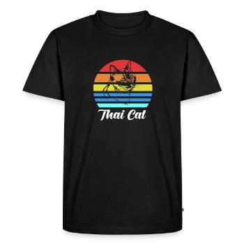 Retro Vintage Thai Cat T-Shirt Present Gift - Men's Premium Organic T-Shirt - black - Front - Nico (187cm)