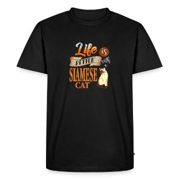 Life Is Better With A Siamese Cat T-Shirt - Men's Premium Organic T-Shirt - black - Front - Nico (187cm)