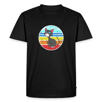 Retro Tuxedo Cat Cute Cat Lover T-Shirt - Men's Premium Organic T-Shirt - black - Front - Nico (187cm)