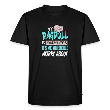 Mon Ragdoll est inoffensif C’est moi tu devrais t’inquiéter - T-shirt Premium bio Homme - noir - Devant - Nico (187cm)