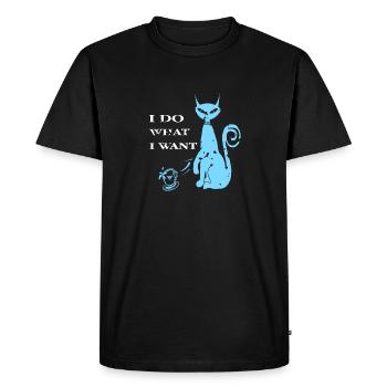 I Do What I Want Funny Cat Lover T-Shirt Present - Men's Premium Organic T-Shirt - black - Front - Nico (187cm)