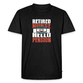 Retired Nurse Hello Pension Retirement T-Shirt - Men's Premium Organic T-Shirt - black - Front - Nico (187cm)
