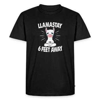 Llamastay 6 Feet Away Cute Llama Social Distancing - Men's Premium Organic T-Shirt - black - Front - Nico (187cm)