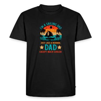 Marin voilier papa fête des pères - T-shirt Premium bio Homme - noir - Devant - Nico (187cm)