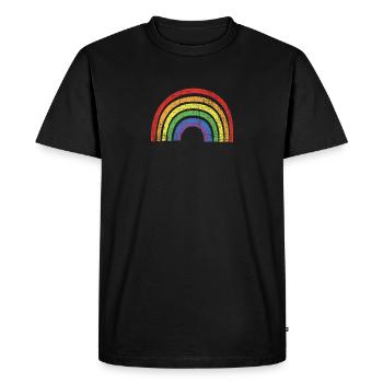 A RAINBOW Gay Pride, Queer, Hippie and Artistic - Men's Premium Organic T-Shirt - black - Front - Nico (187cm)