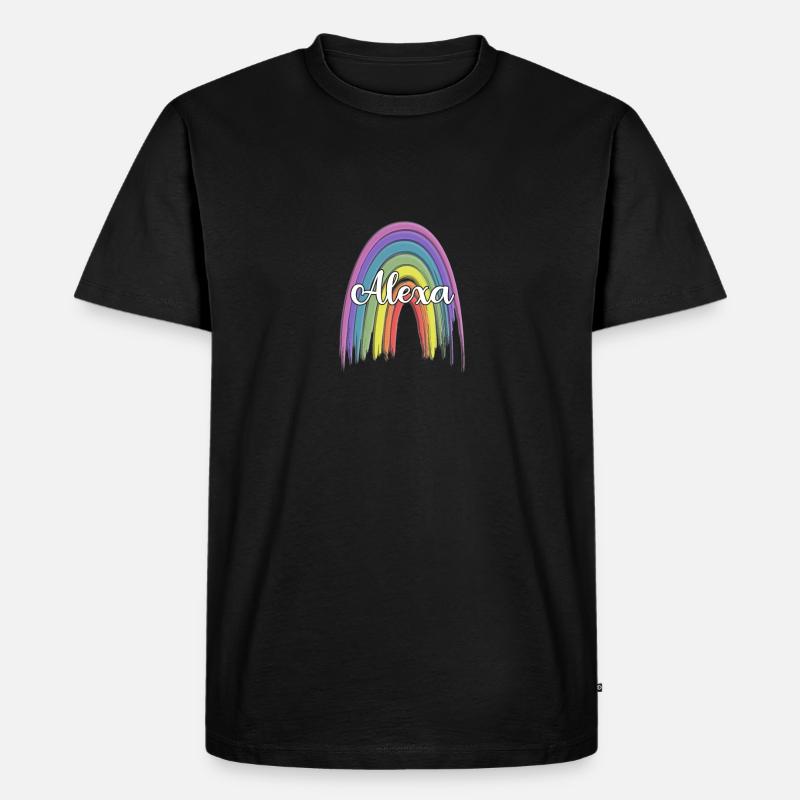 ALEXA Rainbow Cursive - Männer Premium Bio T-Shirt - Schwarz