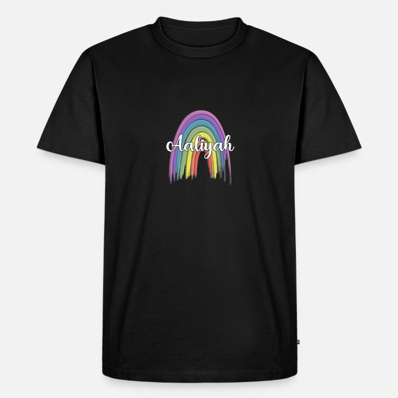AALIYAH Rainbow Cursive - Männer Premium Bio T-Shirt - Schwarz